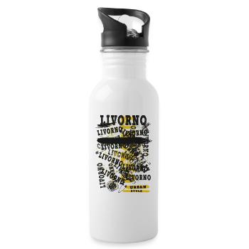 Livourne Italie Ville Skyline Accueil Amour - Gourde avec paille intégrée - blanc - Droite