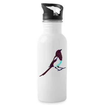 Pie d’oiseau Splash colorée - Gourde avec paille intégrée - blanc - Droite