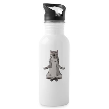 Drôle de yoga Smoke British Shorthair Cat - Gourde avec paille intégrée - blanc - Droite