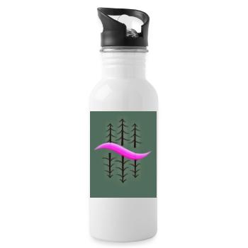 Abstrakte Natur Tannen Design Shirts etc. Pink - Trinkflasche mit integriertem Trinkhalm - Weiß - Rechts