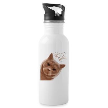 Drôle de crème curieuse British Shorthair Cat - Gourde avec paille intégrée - blanc - Droite