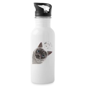 Curieux Colourpoint British Shorthair Cat - Gourde avec paille intégrée - blanc - Droite