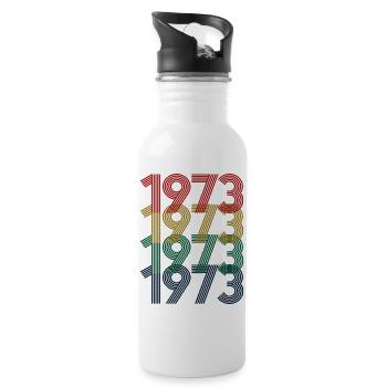 Cool Retro 1973, 50 ans, cadeau de 50e anniversaire - Gourde avec paille intégrée - blanc - Droite