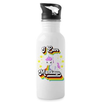 I Love Mondays Einhorn - Trinkflasche mit integriertem Trinkhalm - Weiß - Rechts