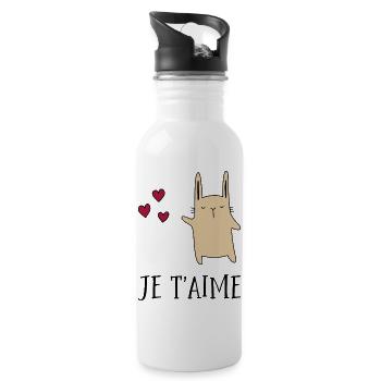 je t'aime - Water bottle with straw - white - Right