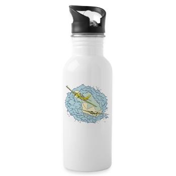 Airplane airplane pilots motive hobby pilots - Water bottle with straw - white - Right