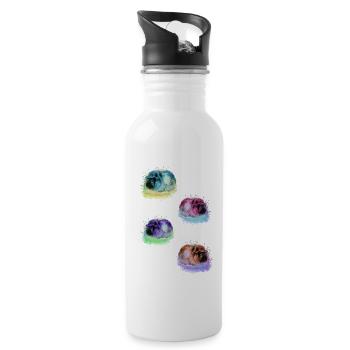 guinea pig,graffiti,painting,colorful,pop-art - Water bottle with straw - white - Right