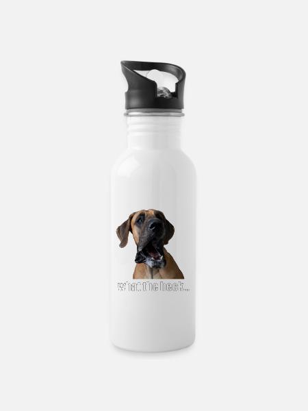 What the heck..! - Trinkflasche mit integriertem Trinkhalm - Weiß