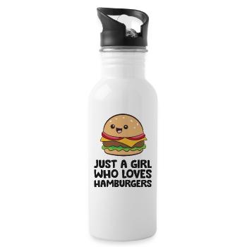 Juste une fille qui aime les hamburgers - Gourde avec paille intégrée - blanc - Droite