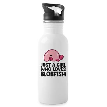 Juste une fille qui aime les blobfish - Gourde avec paille intégrée - blanc - Droite