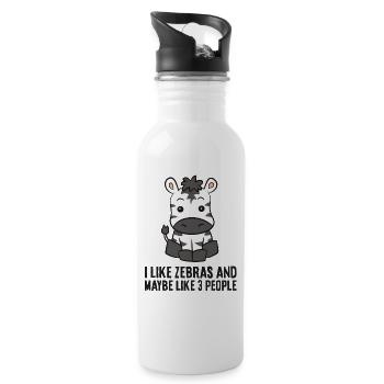 I Like Zebras And Maybe Like 3 People Zebras - Water bottle with straw - white - Right