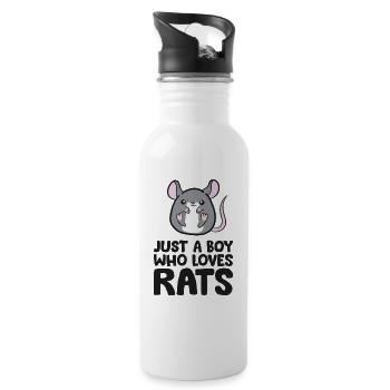 Just a Boy Who Loves Rats Funny Rats Owner Boy - Water bottle with straw - white - Right