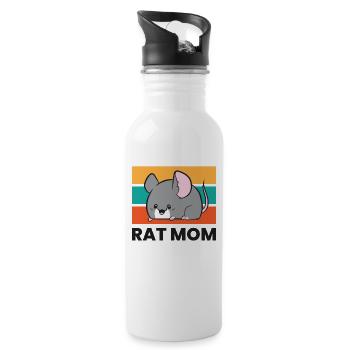 Rat Mom Funny Rat Owner Rat Mama Funny Rats - Trinkflasche mit integriertem Trinkhalm - Weiß - Rechts