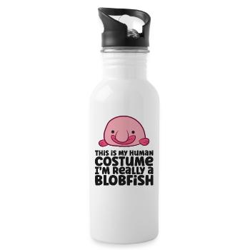 C’est mon costume humain, je suis vraiment un blobfish - Gourde avec paille intégrée - blanc - Droite