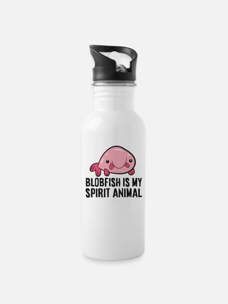 Lustiger Blobfisch Meerestier Blobfisch ist mein - Trinkflasche mit integriertem Trinkhalm - Weiß