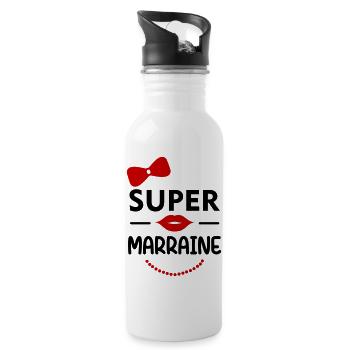 Super Marraine, famille, humour, fun - Gourde avec paille intégrée - blanc - Droite