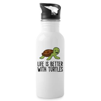 Sea Turtle Pet Life Is Better With Turtles - Water bottle with straw - white - Right