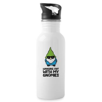 Hanging Out With My Gnomies Funny Gnome - Water bottle with straw - white - Right