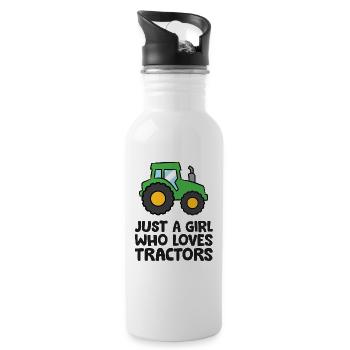 Juste une fille qui aime les tracteurs - Gourde avec paille intégrée - blanc - Droite