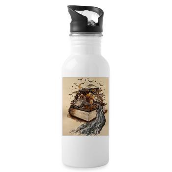 The Adventure of Reading in Aquarell - Trinkflasche mit integriertem Trinkhalm - Weiß - Rechts