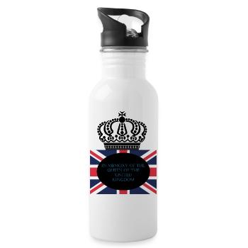 In memory of the Queen of the United Kingdom. - Trinkflasche mit integriertem Trinkhalm - Weiß - Rechts