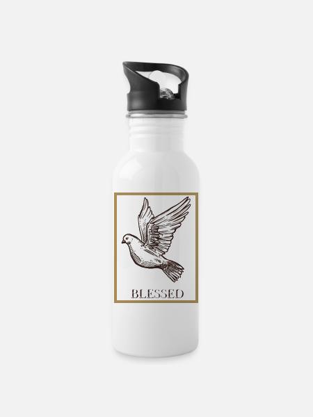 blessed - Trinkflasche mit integriertem Trinkhalm - Weiß