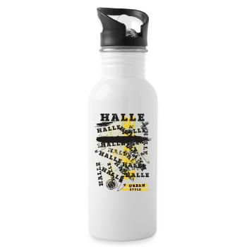 Halle Germany City Skyline Home Love - Water bottle with straw - white - Right