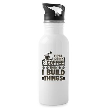 Cadeaux constructeur d’abord boire du café puis construire - Gourde avec paille intégrée - blanc - Droite