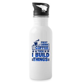 Builder Gift First Drink Coffee puis Build Things - Gourde avec paille intégrée - blanc - Droite