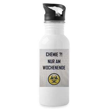 Chemie am Wochenende - Trinkflasche mit integriertem Trinkhalm - Weiß - Rechts