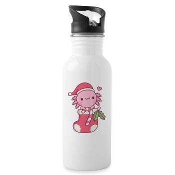 Mignon Axolotl avec canne à bonbons dans le bas de Noël - Gourde avec paille intégrée - blanc - Droite