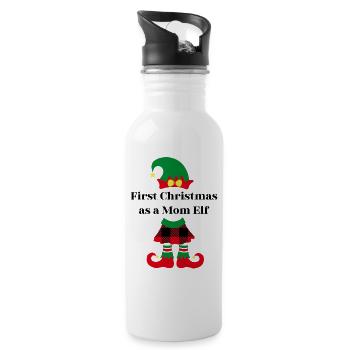 First Christmas as a Mom Elf - Trinkflasche mit integriertem Trinkhalm - Weiß - Rechts