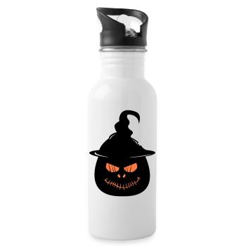 Kürbis Face - Trinkflasche mit integriertem Trinkhalm - Weiß - Rechts