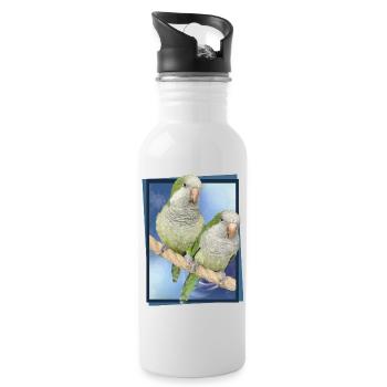 Argentinischer Sittich - Trinkflasche mit integriertem Trinkhalm - Weiß - Rechts