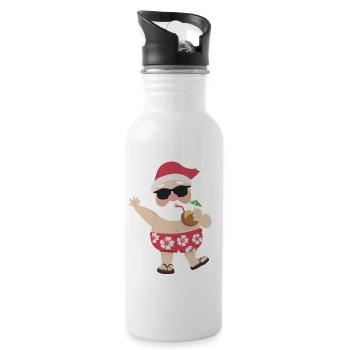 Santa Claus cute Summer - Water bottle with straw - white - Right