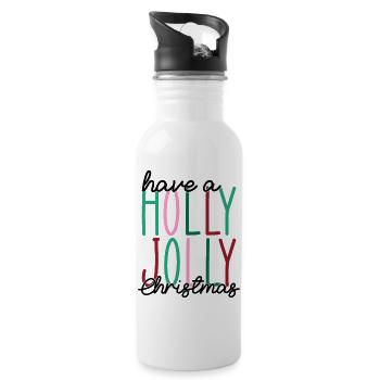 Holly Jolly Zweizeilige Typografie - Trinkflasche mit integriertem Trinkhalm - Weiß - Rechts
