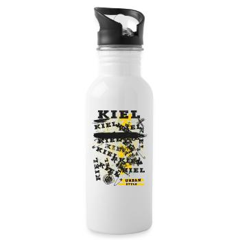 Kiel Germany City Skyline Home Love - Water bottle with straw - white - Right