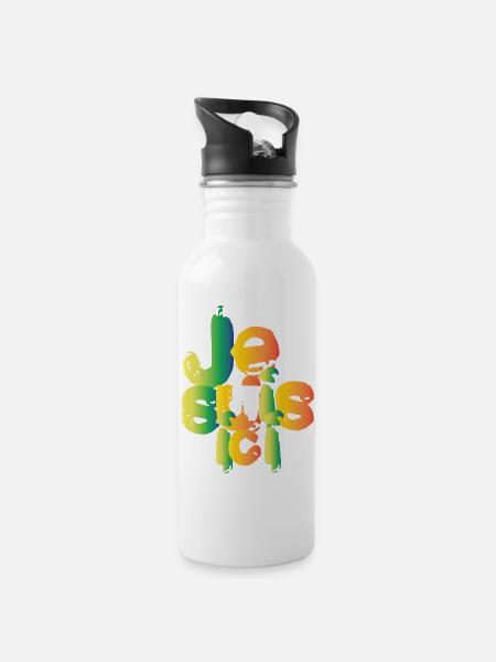 je suis ici - Gourde avec paille intégrée - blanc