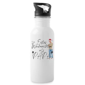 Erstes Weihnachten als Papa _2 - Trinkflasche mit integriertem Trinkhalm - Weiß - Rechts