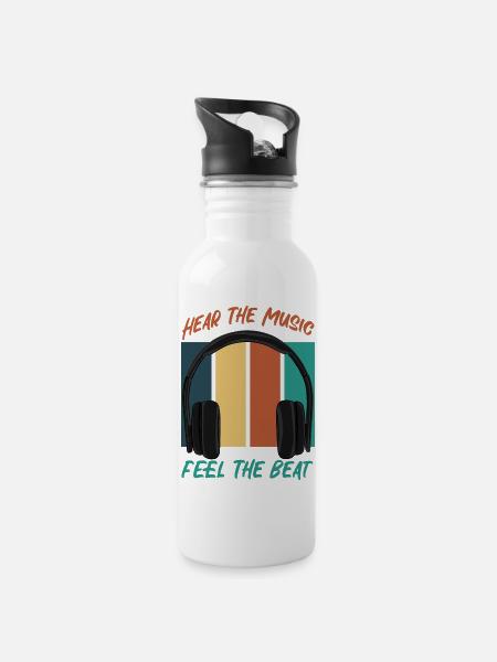 Hear The Music - Water bottle with straw - white