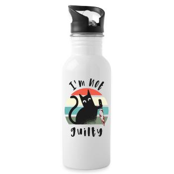 I'm not guilty, Innocent Cat with knife - Water bottle with straw - white - Right