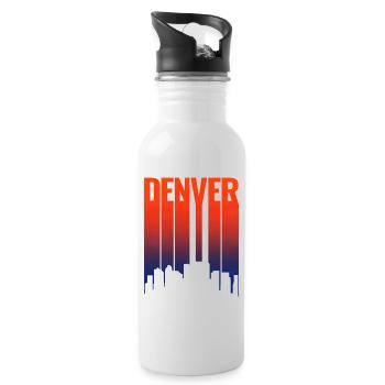 Denver Skyline Sunset Gradient - Water bottle with straw - white - Right