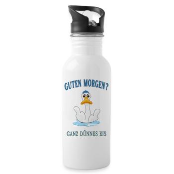 Guten Morgen? Ganz dünnes Eis. - Trinkflasche mit integriertem Trinkhalm - Weiß - Rechts