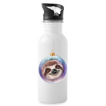 Christmas Sloth Santa - Water bottle with straw - white - Right
