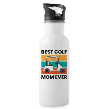 Best Golf Mom Ever Mama Mother Funny Golfing - Water bottle with straw - white - Right