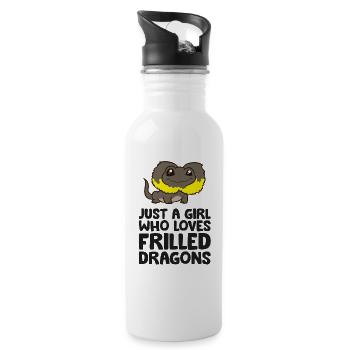 Just a Girl Who Loves Frilled Dragons - Water bottle with straw - white - Right