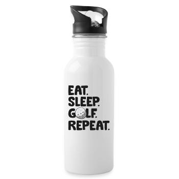 Eat Sleep Golf Repeat Golf Player Funny Golfing - Water bottle with straw - white - Right