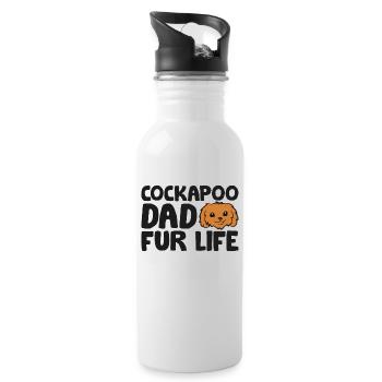 Cockapoo Dad Fur Life Funny Cockapoo Dog - Water bottle with straw - white - Right