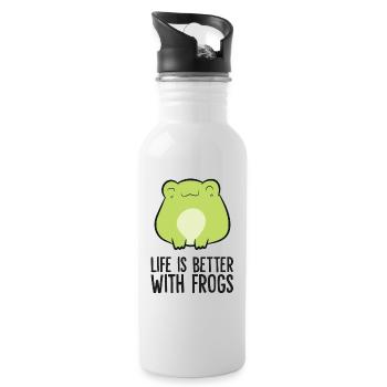 Frog Lover Life Is Better With Frogs Funny Frog - Water bottle with straw - white - Right