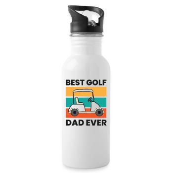 Bester Golf Dad aller Zeiten Papa Vater Lustig - Trinkflasche mit integriertem Trinkhalm - Weiß - Rechts
